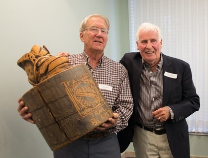 President Ross Hayes awards Peter Barr the 'Big Boot'